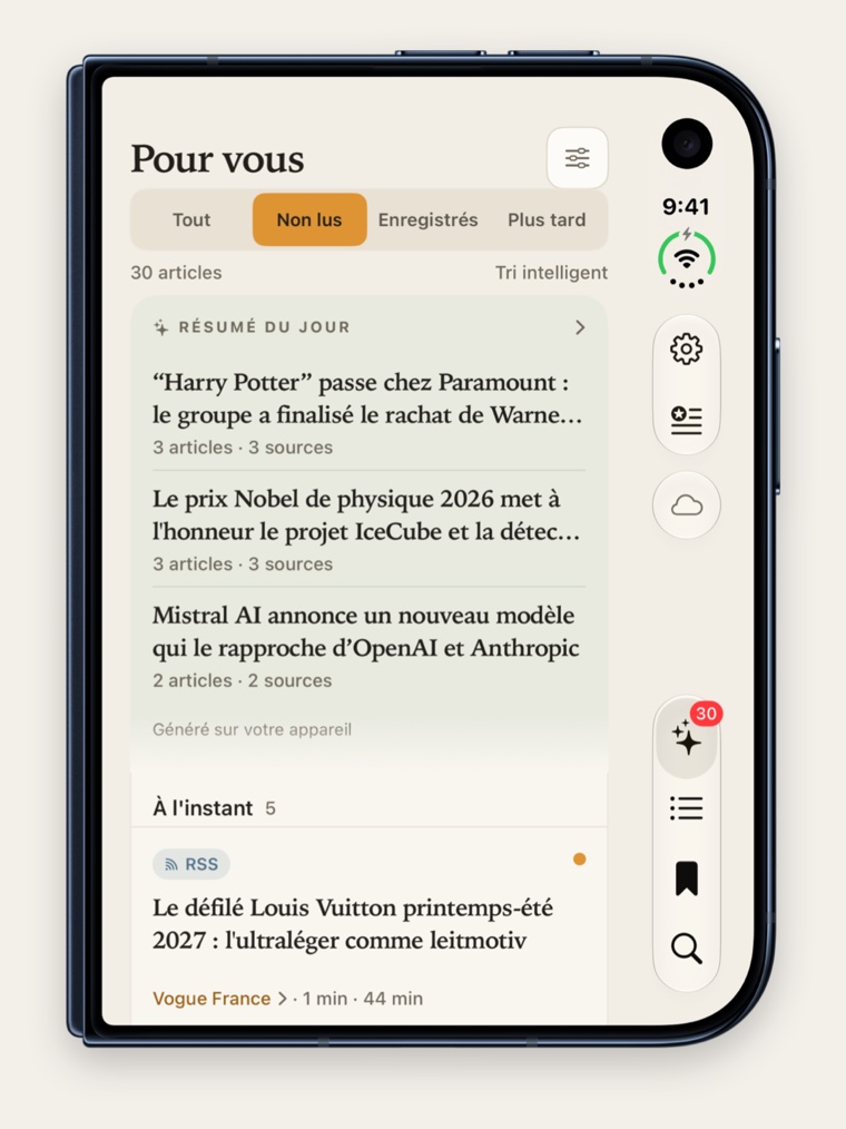 TechnoDaily : l'écran Pour vous et le Résumé du jour